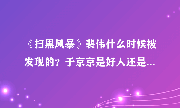 《扫黑风暴》裴伟什么时候被发现的？于京京是好人还是坏人吗？- 飞外网