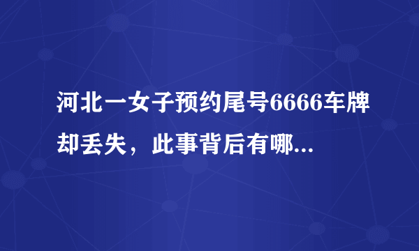 河北一女子预约尾号6666车牌却丢失，此事背后有哪些问题值得深思？