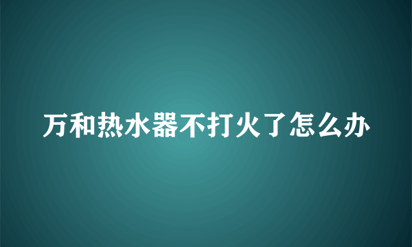 万和热水器不打火了怎么办