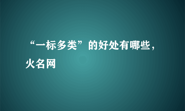 “一标多类”的好处有哪些，火名网