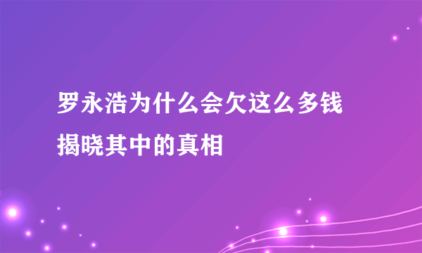 罗永浩为什么会欠这么多钱 揭晓其中的真相