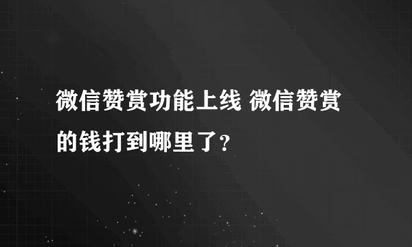 微信赞赏功能上线 微信赞赏的钱打到哪里了？