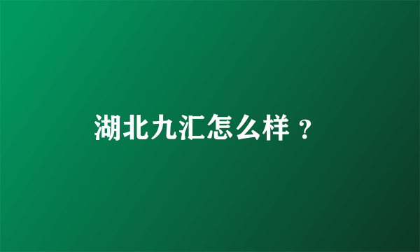 湖北九汇怎么样 ？