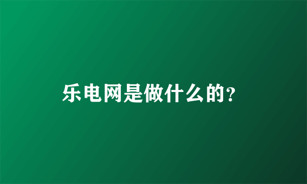 乐电网是做什么的？