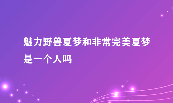 魅力野兽夏梦和非常完美夏梦是一个人吗