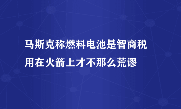 马斯克称燃料电池是智商税 用在火箭上才不那么荒谬