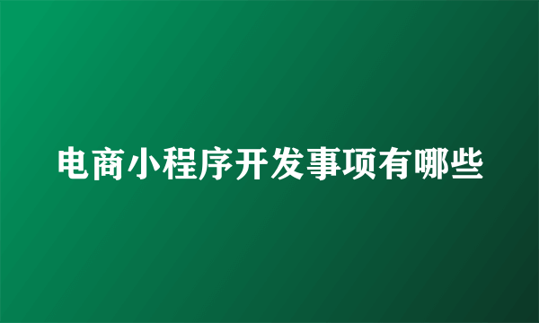 电商小程序开发事项有哪些