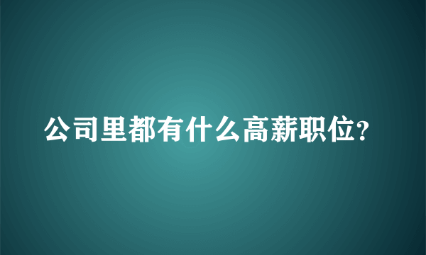 公司里都有什么高薪职位？