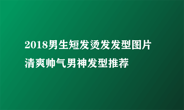 2018男生短发烫发发型图片 清爽帅气男神发型推荐