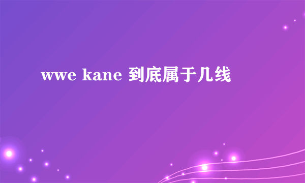 wwe kane 到底属于几线