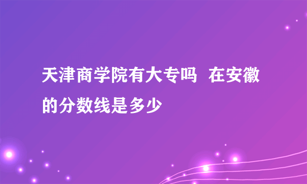 天津商学院有大专吗  在安徽的分数线是多少