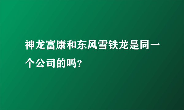 神龙富康和东风雪铁龙是同一个公司的吗？