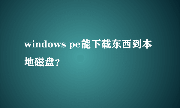 windows pe能下载东西到本地磁盘？