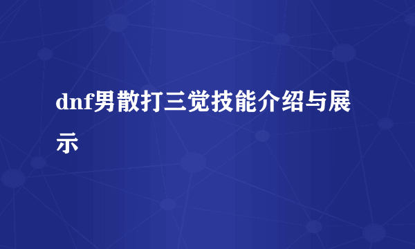 dnf男散打三觉技能介绍与展示