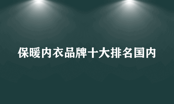 保暖内衣品牌十大排名国内