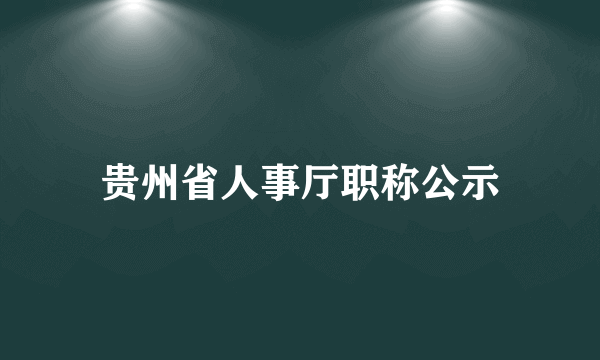 贵州省人事厅职称公示