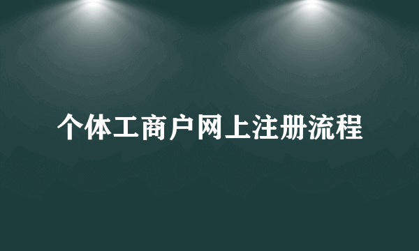 个体工商户网上注册流程