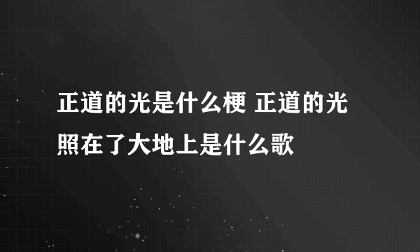 正道的光是什么梗 正道的光照在了大地上是什么歌