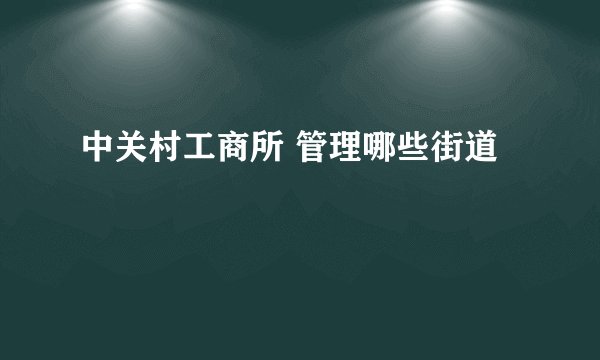 中关村工商所 管理哪些街道