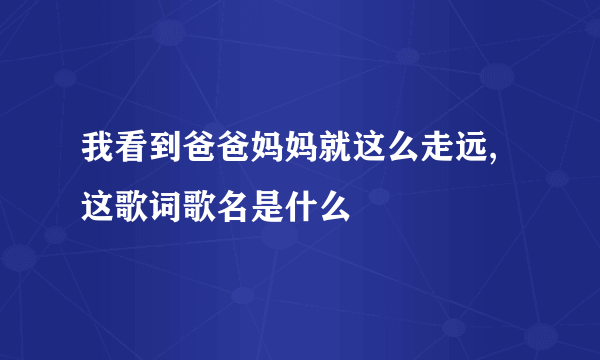 我看到爸爸妈妈就这么走远,这歌词歌名是什么