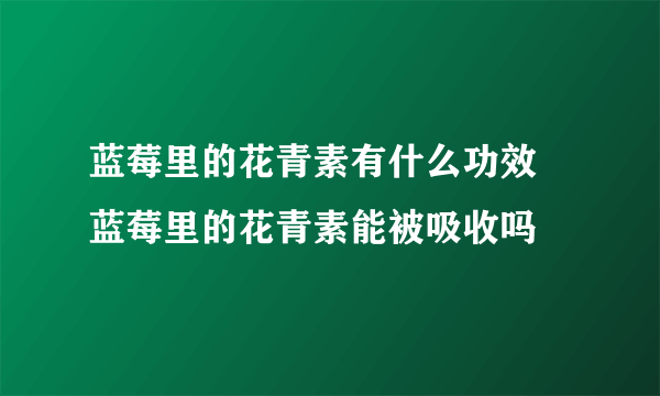 蓝莓里的花青素有什么功效 蓝莓里的花青素能被吸收吗