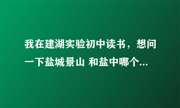 我在建湖实验初中读书，想问一下盐城景山 和盐中哪个更好，去那个学校前途更好？详细点。