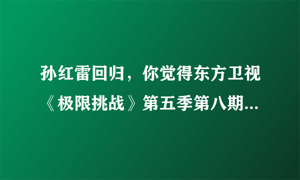 孙红雷回归，你觉得东方卫视《极限挑战》第五季第八期好看吗？