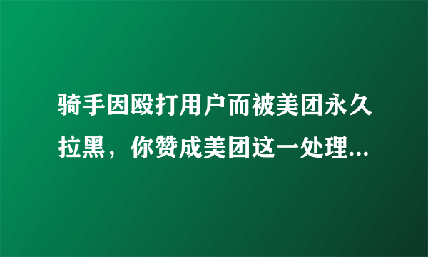 骑手因殴打用户而被美团永久拉黑，你赞成美团这一处理方式吗？