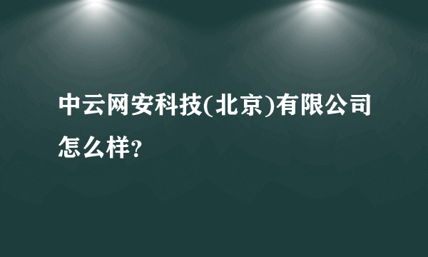 中云网安科技(北京)有限公司怎么样？