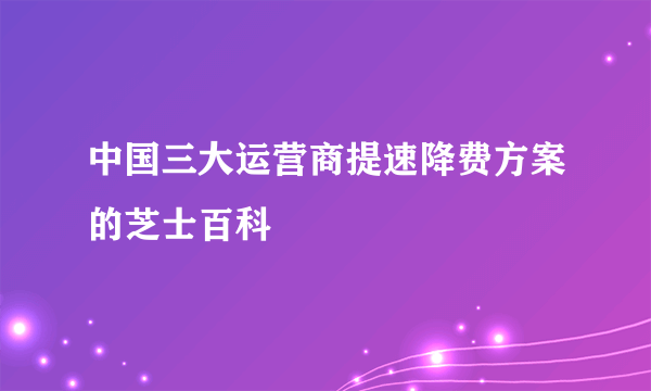 中国三大运营商提速降费方案的芝士百科