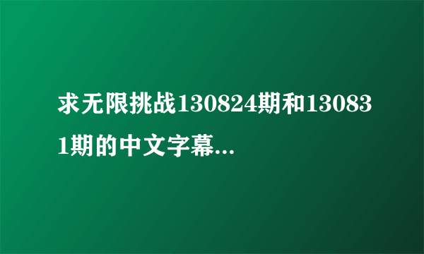 求无限挑战130824期和130831期的中文字幕 完整版