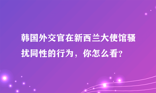 韩国外交官在新西兰大使馆骚扰同性的行为，你怎么看？