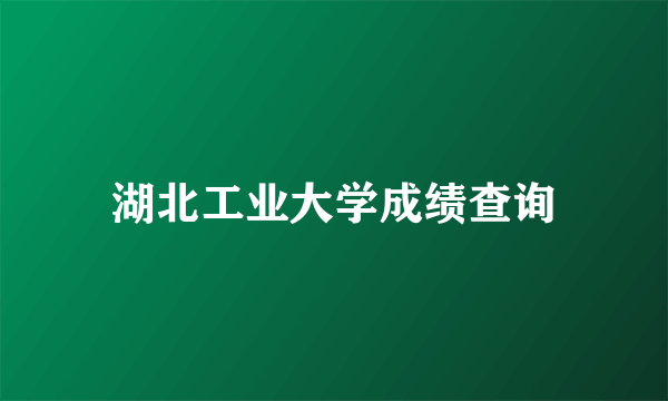 湖北工业大学成绩查询