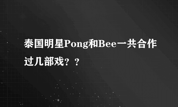 泰国明星Pong和Bee一共合作过几部戏？？