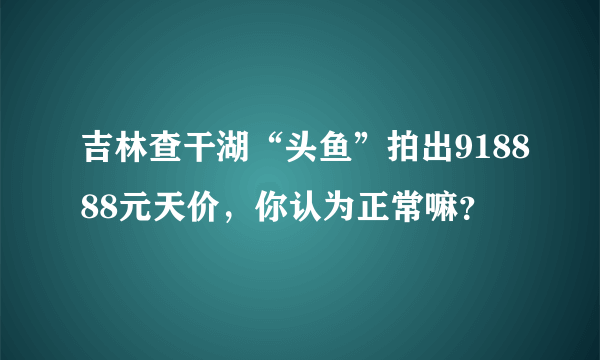 吉林查干湖“头鱼”拍出918888元天价，你认为正常嘛？