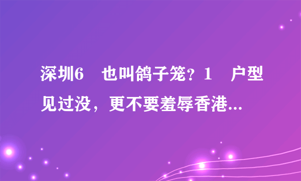 深圳6㎡也叫鸽子笼？1㎡户型见过没，更不要羞辱香港的棺材间了！