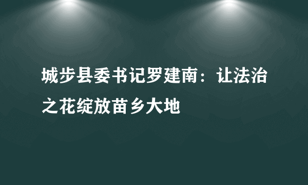 城步县委书记罗建南：让法治之花绽放苗乡大地