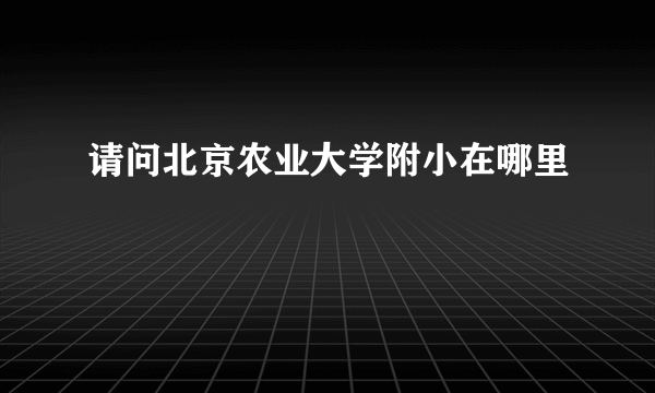 请问北京农业大学附小在哪里