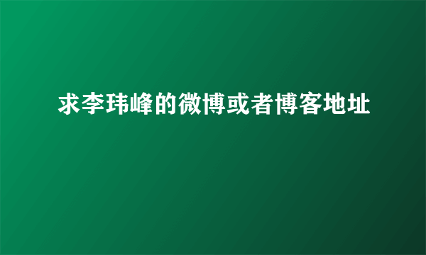 求李玮峰的微博或者博客地址