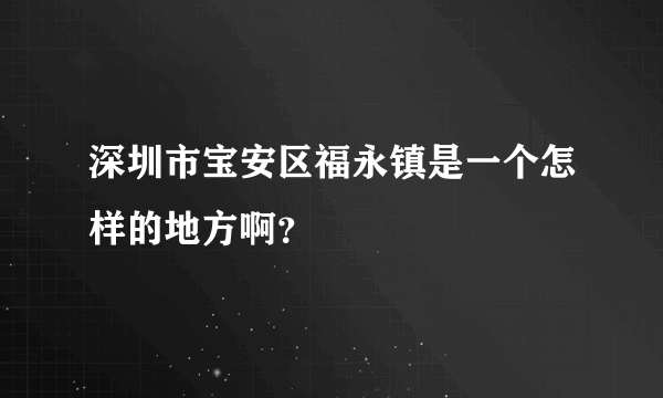 深圳市宝安区福永镇是一个怎样的地方啊？