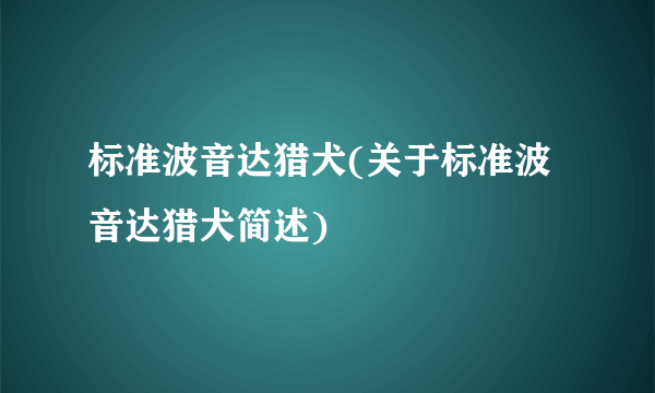 标准波音达猎犬(关于标准波音达猎犬简述)