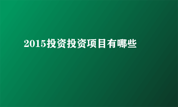 2015投资投资项目有哪些