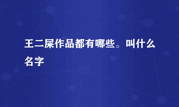 王二屎作品都有哪些。叫什么名字