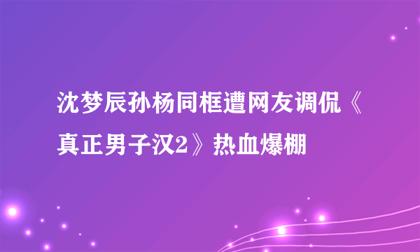 沈梦辰孙杨同框遭网友调侃《真正男子汉2》热血爆棚