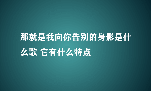 那就是我向你告别的身影是什么歌 它有什么特点