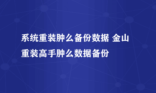 系统重装肿么备份数据 金山重装高手肿么数据备份