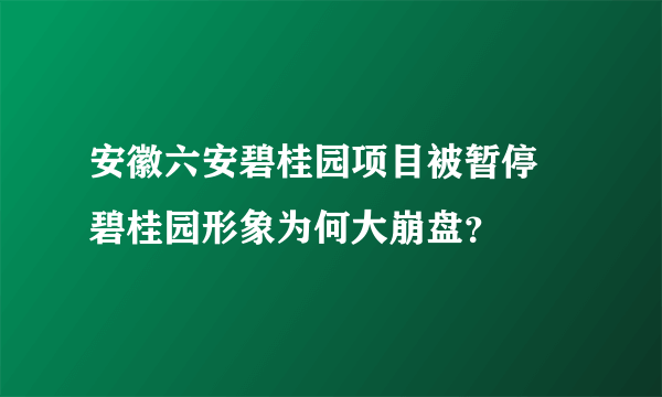 安徽六安碧桂园项目被暂停 碧桂园形象为何大崩盘？