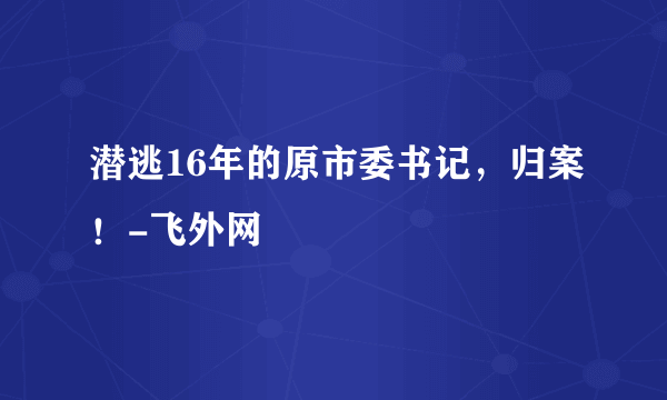 潜逃16年的原市委书记，归案！-飞外网