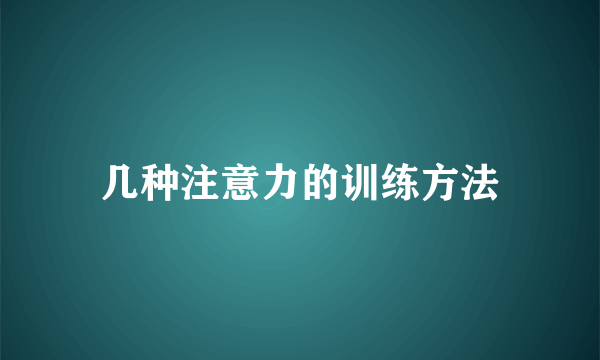 几种注意力的训练方法