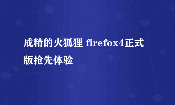 成精的火狐狸 firefox4正式版抢先体验